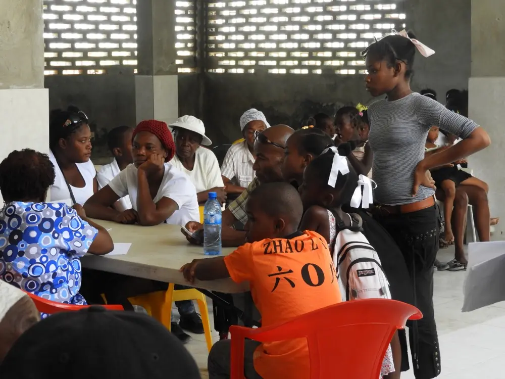 Community members at the medical consultation area